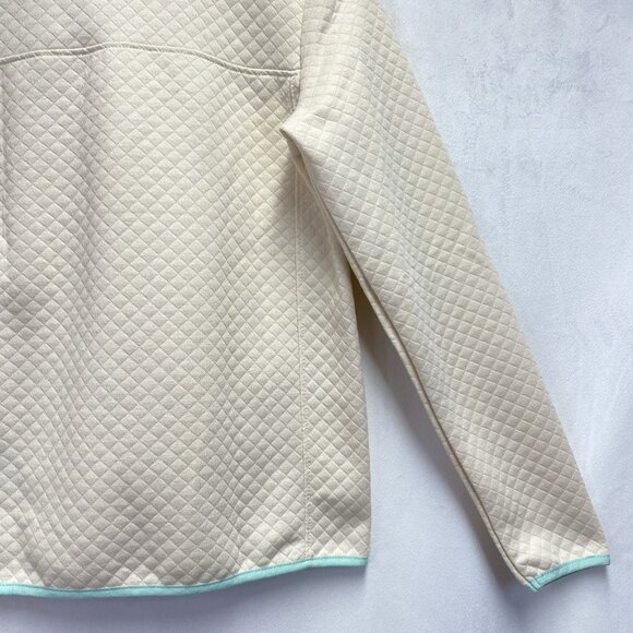 JNY-JONES NEW YORK Quilted Pullover Snap Mock Neck Sweatshirt Women Small Cream - Picture 16 of 16